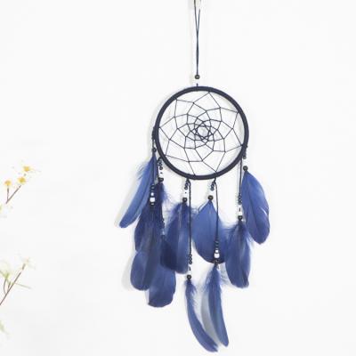 China Indian Dropshipping Dreamcatcher Mandala Blue Feather Dream Catcher hanging handmade handmade for sale