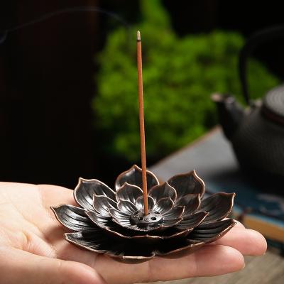 China New Luxury Modern Line of Chinese Buddhism Incense Burner Lotus Incense Metal Plate Stick Holder for Widely Usage for sale