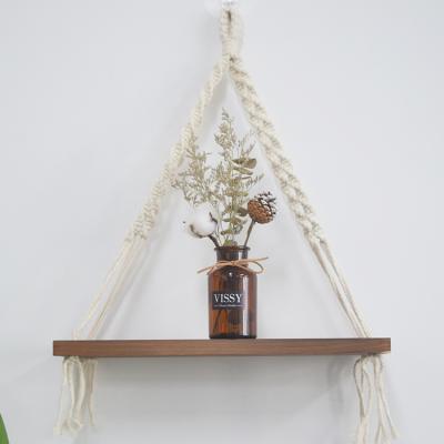 China Art Decor Macrame Tapestry Wall Hanging Wooden Shelf Drop Shipping Handwoven Art Home Indoor Decors Rope for sale