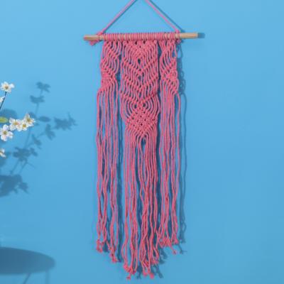 China Handmade Red Woven Custom Wall Hanging Art Decor Macrame Tapestry Boho Home Decor Drop Shipping Colorful for sale