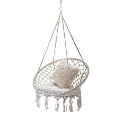 China Modern Macrame Hammock Baby Swing Chair Hanging Macrame Swing with Cushion and Hardware Kits for sale