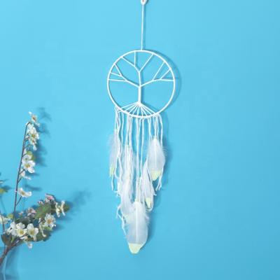 China Dropshipping Dreamcatcher Indian Dream Catcher Glow Stick White Feather Fluorescence Tree of Life for sale