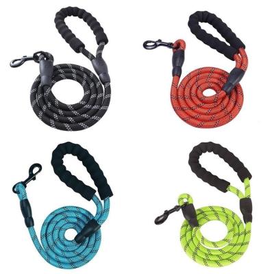 China Reflective Double Handle Leash Rope Handle Dog Walking Nylon Braided Elevating Leash Reflective Luxury Custom Double Handle Dog Training for sale