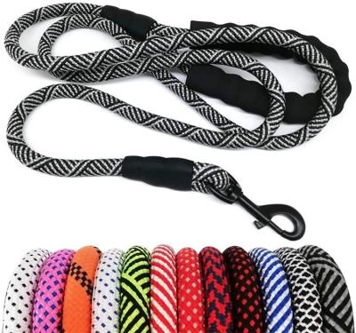 China Large Improved Strong Nylon Braided Climbing Dog Rope Reflective Version Leather Braided Leash for sale