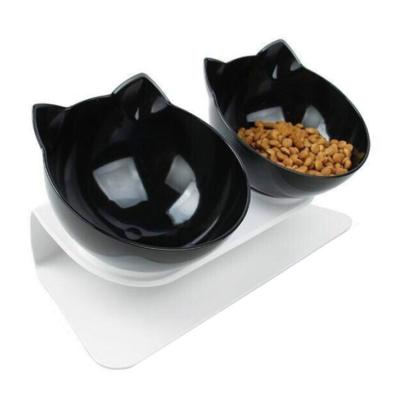 China Factory Direct Selling Viable Design Cat Bowl Pet Food Water Bowls Non-Slip Collapsible Double 15 Degree Neck Protection for sale