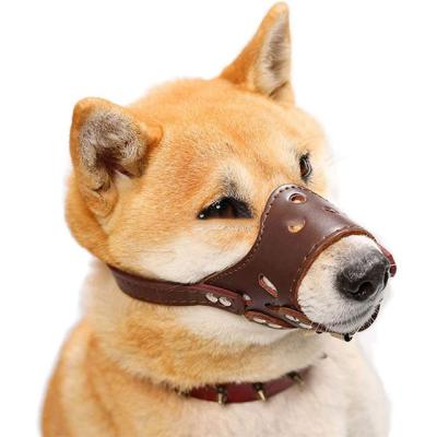 China Factory Direct Sales Viable Supplier Anti-barking Soft Leather Dog Muzzle Adjustable Dog Mouth Cover for sale