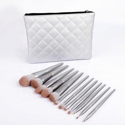 China Angular Blush Beauty Make Up 12 Pieces Silver Tone Brush From China Factory Wholesale for sale