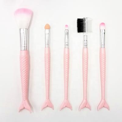 China Cheap Plastic Flat Brush Promotion Handle 5PCS Mermaid Reading Brush Fish Tail Makeup Brush for sale