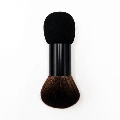 China Brand New Custom Black Round Brush Duo Makeup Brush Sponge and Face Stamp Brush Double-Ended Foundation Brush for sale