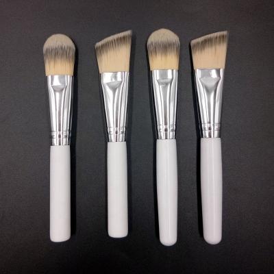 China Wholesale Wooden Facial Brush Treatment Flat Brush Vegan Clay Face Mask Brush Applicator Cosmetic White Handle for sale