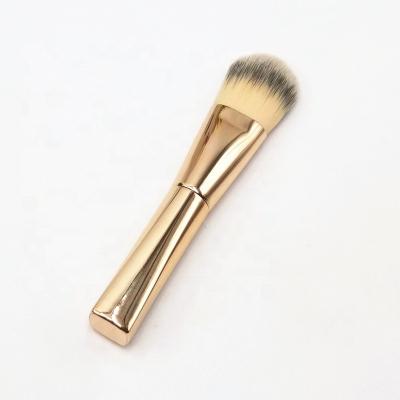 China Flat Brush Travel Size Face Sweep New Mini Gold Handle Foundation Brush Sculpting Gold Brush for sale