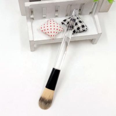 China Clear Clay Mud Facial Mask Brush Flat Brush Handle Taklon Hair Brush Base Application for sale