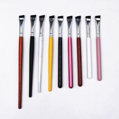 China Custom Angled Flat Brush Vegan Eyeliner Brush Fine For Gel Liquid Cream Powder Eyebrow Angle Liner Brow Ultra Thin Brush for sale