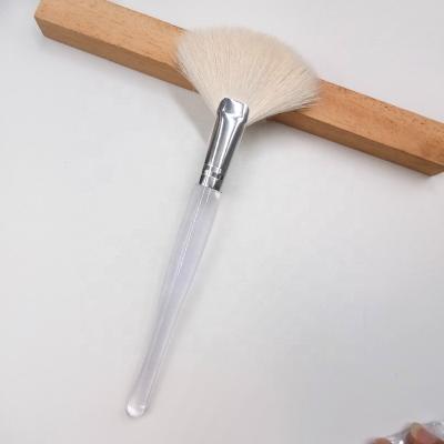 China Fan Brush Custom Logo Goat Hair Beauty Highlight Fan Brush Makeup Bronzer Blender Tool Large Soft Powder Fan Brush for sale