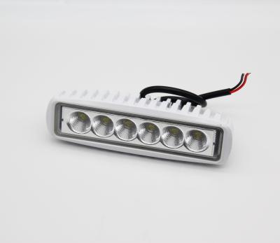 China High Quality White Color 18w Diecast Aluminum Housing Single Row Led Light Bar Flood Driving Work Light For Offroad for sale