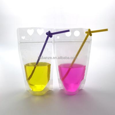 China Custom Copy Disposable 500ml Matt Clear Stand Up Pouch With Straws No Leak Drink Pouches Bags for sale