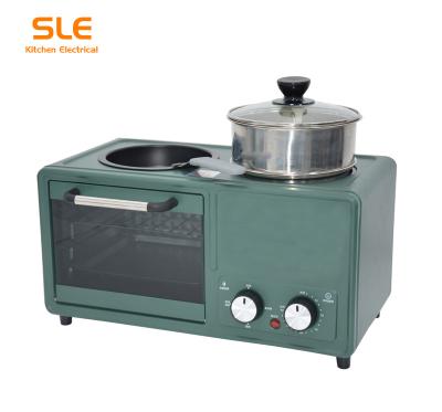 China Car Household Green Color 3 in 1 Breakfast Maker Rotisserie Oven for sale