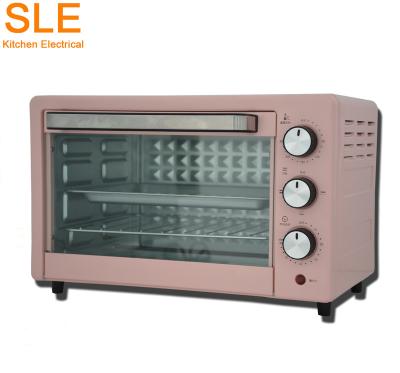 China Lovely car girl style pink color 18L electric oven with mechanical stainless steel timer control and bakeware grill for sale