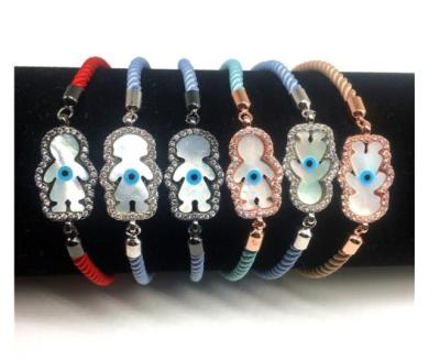 China TRENDY opal thug micro-inlaid bracelet base mixed color rope combination fashion copper gilt adjustable jewelry for sale