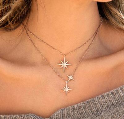 China Wholesale hot-selling estrella de seis factory high quality fashionable six-pointed star necklace faux stone star necklace puntas for sale