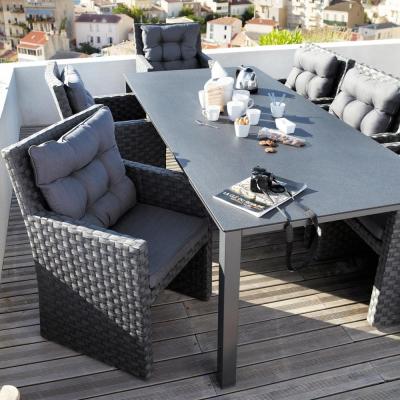 China Modern Style Patio Furniture Set Modern Rattan Table And Chair Set Rattan Dining Set for sale