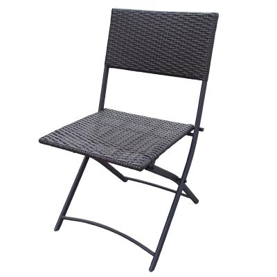 China Modern Cheap Outdoor Foldable Rattan Bistros Chair Wicker Folding Set Garden Chair for sale