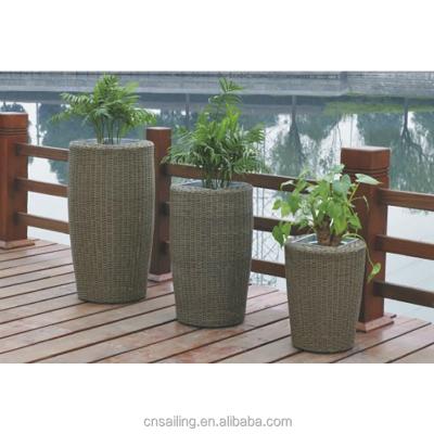 China Chinese style garden round style simple plastic rattan flower pots plant pot for sale