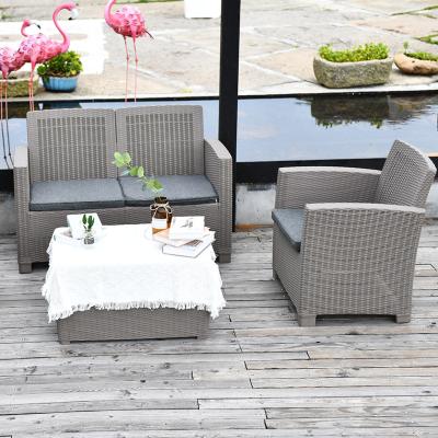 China Modern RATTAN GARDEN FURNITURE SET SOFA CHAIRS TABLE OUTDOOR PATIO PLASTIC FURNITURE for sale