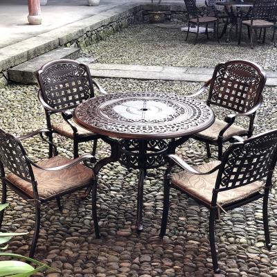 China High Quality Luxury Cast Aluminum Outdoor Furniture 5 Pieces Dining Set With Cushion Rugged Cast Aluminum Outdoor Furniture Outdoor Bistros Set for sale