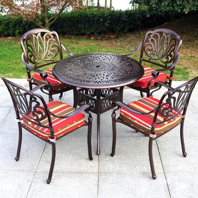 China Modern Patio Outdoor Furniture Brushed Cast Aluminum Furniture Cast Aluminum Table and Chair Set for sale