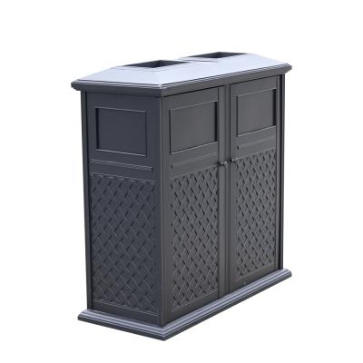 China Traditional Luxury High Quality Cast Aluminum Rectangular European Style Double Cast Aluminum Furniture Trash Can for sale