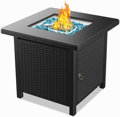 China Fire Pit Pit Table Gas Fire Pit Patio Furniture Table Propane Firepit, 28Inch Steel Table Fire Pit With Cover Lid for sale