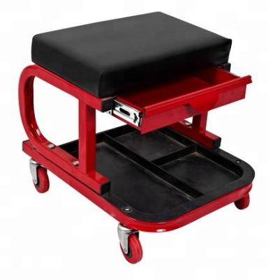 China Seat Rolling Creeper Garage Stool Shop Seat Padded Mechanic Stool With Tool Tray for sale