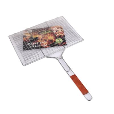 China Easily Cleaned Outdoor Camping Wooden BBQ Grill Accessories Large Handle BBQ Net for sale