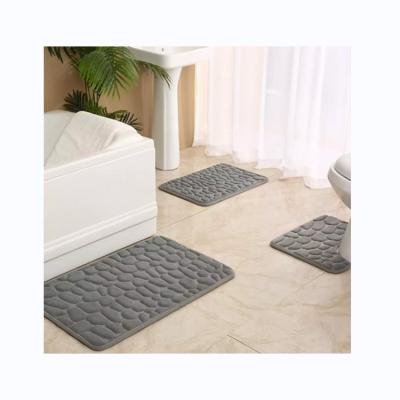 China Sustainable Bath Mat Set, Bathroom Memory Foam Covers For 3 Pieces, Toilet Mat for sale