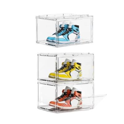 China Sustainable clear plastic stackable sneaker storage. Professional grade shoe showcase. boots and hat organizer for sale