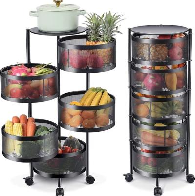 China Modern Revolving Shelf 3/4/5 Multifunctional Layer Around Fruit Home Organizer Removable Kitchen Storage Vegetable Rack for sale