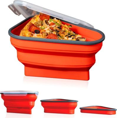 China Collapsible Reusable Reusable Microwave Pizza Slice Storage Container Silicone Foldable Surplus Freshness Preservation Silicone Holder for sale