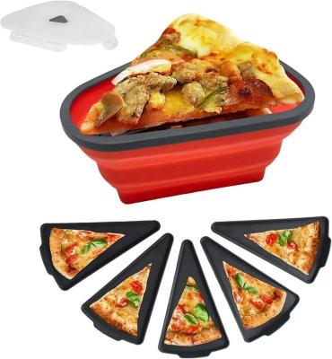 China Reusable Collapsible Reusable Leftover Silicone Holder Freshness Preservation Microwave Pizza Slice Storage Container for sale