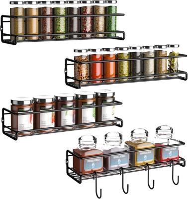 China Behind The Doors/On Walls Spice Rack Organizer Wall Mount (6Pack), Black Hanging Spice Pantry Organization Storage Shelf for sale