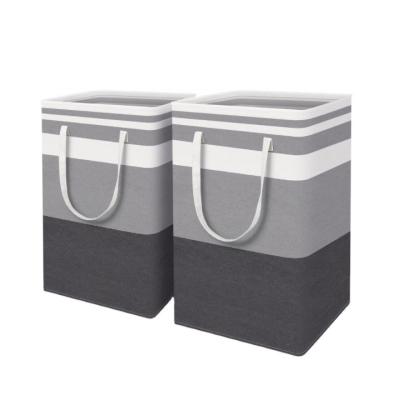 China Home Collapsible Tall Clothes Hamper with Extended Handles for Clothes Toys in Dorm & Home-Gradient Gray for sale