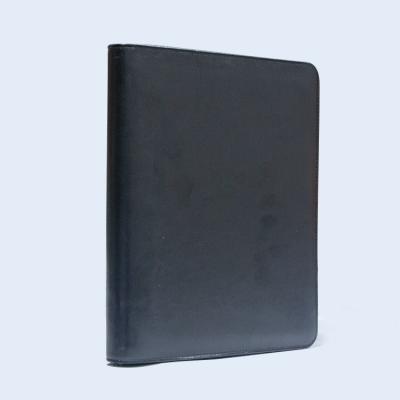 China Black Card Storage Zipper Binder 1 Inch 3 Ring Binder 9 Pocket Leather Binder for Storing Cards or Photos for sale