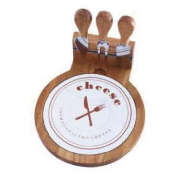 China Sustainable bamboo cheese board with knife set for sale