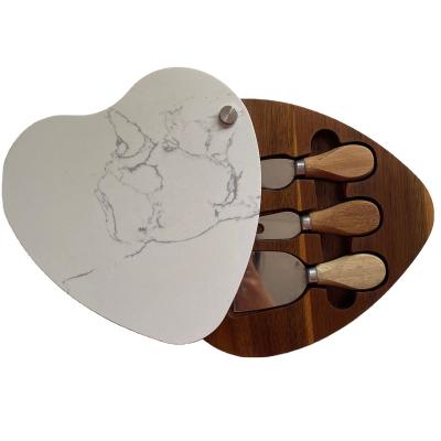 China Sustainable bamboo cheese board with knife set for sale