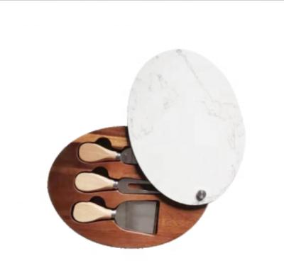 China Sustainable bamboo cheese board with knife set for sale