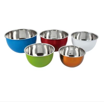 China Fresh Preservation Metal Mixing Bowls Factory Direct Food Grade Stainless Steel Deep Mixing Bowls Polished Salad Bowl Set for sale