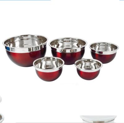 China Fresh Preservation Metal Mixing Bowls Factory Direct Food Grade Stainless Steel Deep Mixing Bowls Polished Salad Bowl Set for sale