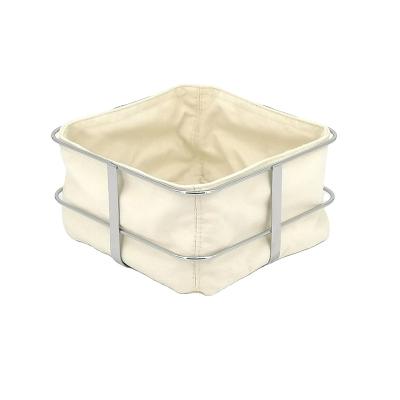 China Freshness Preservation Fashion Fruit Bread Serving Basket with Stainless Steel Frame, Linen Fabric for sale