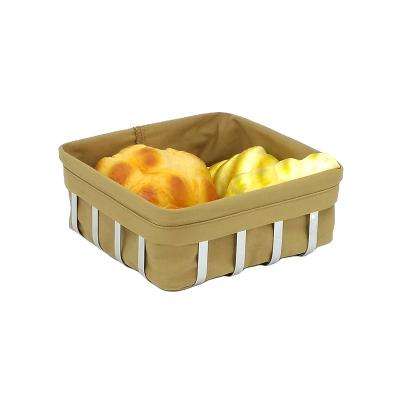 China Freshness Preservation Fashion Fruit Bread Serving Basket with Stainless Steel Frame, Linen Fabric for sale