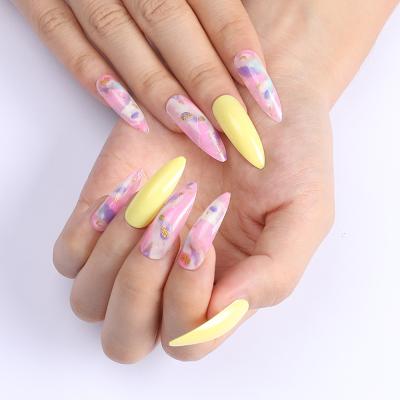 China American Design Glitter Yellow Seven-color European Blooming Nail Tips for sale